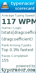 Scorecard for user dragcoefficient