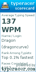 Scorecard for user dragoncurve
