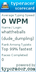 Scorecard for user dude_dumpling