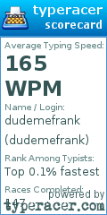 Scorecard for user dudemefrank