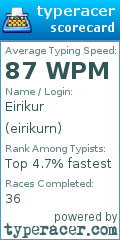 Scorecard for user eirikurn