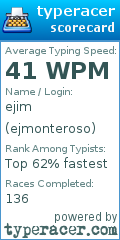 Scorecard for user ejmonteroso