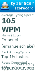 Scorecard for user emanuelschlake