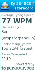 Scorecard for user emperorpenguin