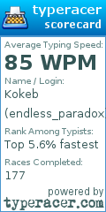 Scorecard for user endless_paradox
