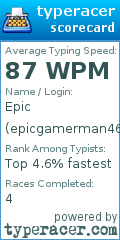 Scorecard for user epicgamerman46