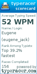 Scorecard for user eugene_jack