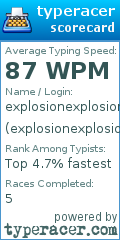 Scorecard for user explosionexplosionboom