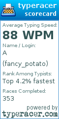 Scorecard for user fancy_potato