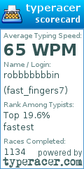 Scorecard for user fast_fingers7