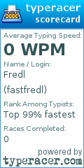 Scorecard for user fastfredl