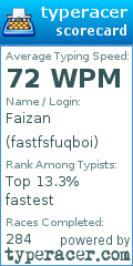Scorecard for user fastfsfuqboi