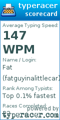 Scorecard for user fatguyinalittlecar