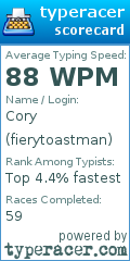 Scorecard for user fierytoastman