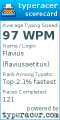 Scorecard for user flaviusaetitus