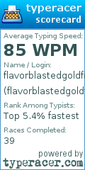 Scorecard for user flavorblastedgoldfish