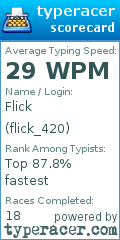 Scorecard for user flick_420