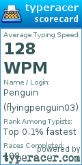 Scorecard for user flyingpenguin03