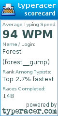 Scorecard for user forest__gump