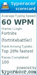 Scorecard for user fortnitebattler