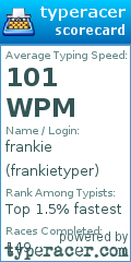 Scorecard for user frankietyper