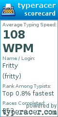 Scorecard for user fritty
