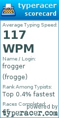 Scorecard for user frogge