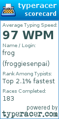 Scorecard for user froggiesenpai