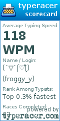 Scorecard for user froggy_y