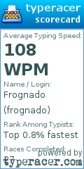 Scorecard for user frognado