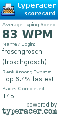 Scorecard for user froschgrosch