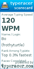 Scorecard for user frothyturtle