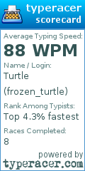 Scorecard for user frozen_turtle