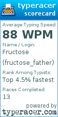 Scorecard for user fructose_father