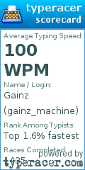 Scorecard for user gainz_machine