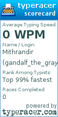 Scorecard for user gandalf_the_gray