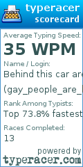 Scorecard for user gay_people_are_behind_this_car