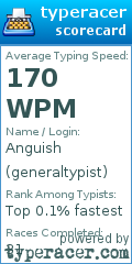 Scorecard for user generaltypist