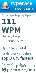 Scorecard for user glassesnerd