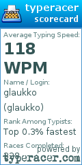 Scorecard for user glaukko