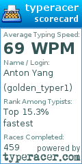Scorecard for user golden_typer1