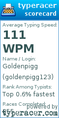 Scorecard for user goldenpigg123