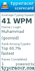 Scorecard for user goonsid