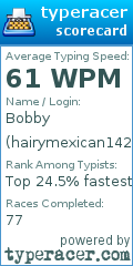 Scorecard for user hairymexican1423