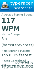 Scorecard for user hamsterexpress