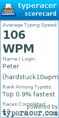 Scorecard for user hardstuck10wpm