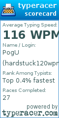 Scorecard for user hardstuck120wpm