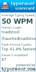 Scorecard for user hauntedtoadstool
