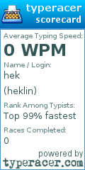 Scorecard for user heklin