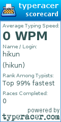 Scorecard for user hikun